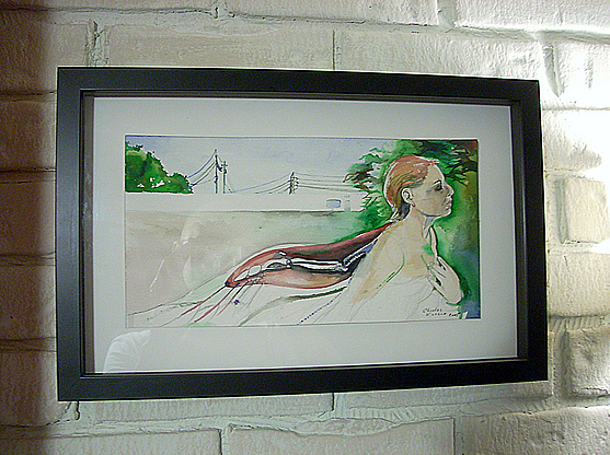 Power Border watercolour hanging in frame